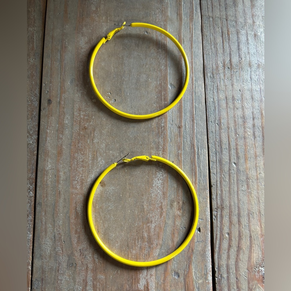 Bright Yellow Hoop Earrings